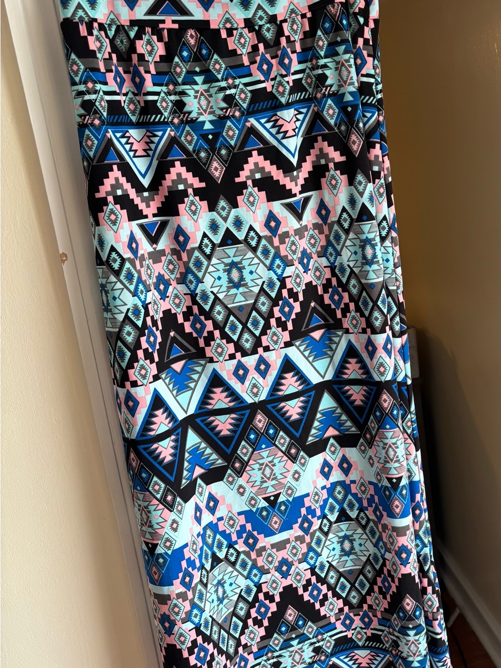 Jon & Anna Geometric Aztec Print Skirt in Black, Blue & Pink